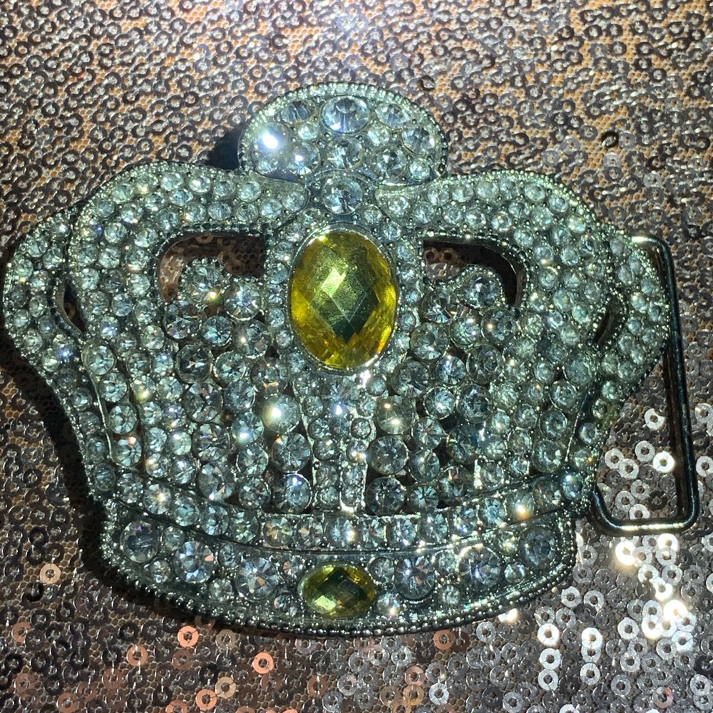 Belt Buckle BEAUTIFUL BLING CROWN